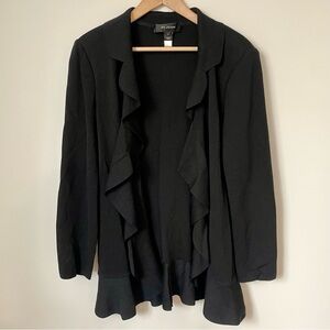 St. John Santana Knit Waterfall Open Front Cardigan Black Size 14